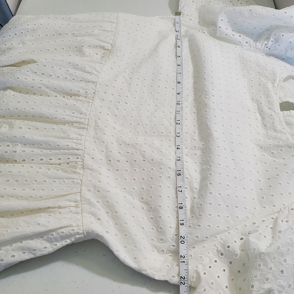A New Day White Eyelet Puff Sleeve Midi Dress Cotton Ruffles Tiered Size XXL - Picture 12 of 15